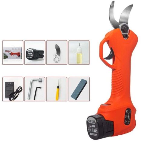 YMYNY Battery Powered Pruning Shears, Electric Pruning Shears, Cordless Electric Pruning Shears with Brushless Motor, 1 Pack, 2 Ah Rechargeable Lithium Battery, Cutting Diameter 25 mm (Orange) (1/4)