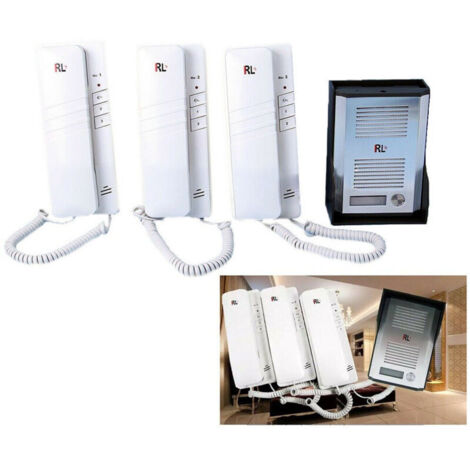 Ymyny – Kit d'interphone 4 fils avec 3 combinés – Alimentation 220V – Pour maisons et bureaux – Installation facile avec schéma fourni (1/4)