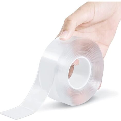 YMYNY Double Face Extra Fort (3 m), Ruban adhésif double face robuste, sans traces, amovible, réutilisable, lavable – Ruban adhésif multifonction comme vu à la télé (1/4)