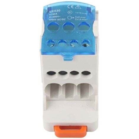 Ymyny – Boîte de distribution électrique 16mm² – Bornier à 4 connexions – Courant nominal 80A – Nylon ignifuge – Installation sur rail DIN