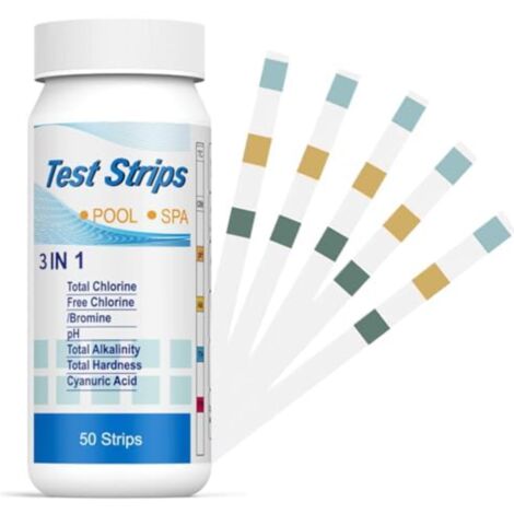 YMYNY 100 Bandelette Piscine,Bandelettes Test,3 en 1 Pour Piscine - Chlore et pH - Bandelettes de Test 3 en 1 Pour Spa,Testeur Chimique Précis,pH et Chlore Résiduel CI - Papier Test de Dureté L'Eau (1/5)
