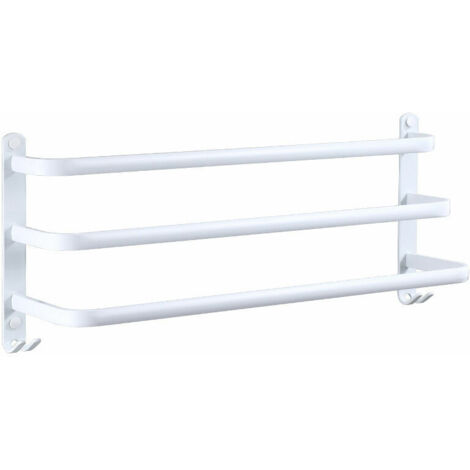 YMYNY Porte-Serviettes Mural de Bain étagère Serviette avec Crochets (Blanc, 50CM) (1/4)