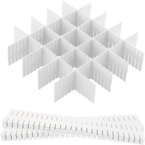 YMYNY Separateur tiroir, 12 Unité(s), Grille Diviseur de tiroir, Réglable, Séparateurs de Tiroir en Plastique pour sous-vêtements, Chaussettes, Ceintures, Fournitures de Bureau (Blanc) (1/4)