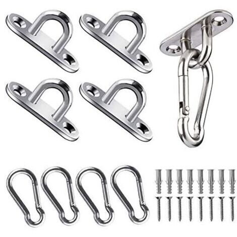 YMYNY Ceiling Hooks, 50 kg Load Capacity, Stainless Steel Oblong Eye Plates for Yoga Swings, Hammocks, Awnings, Boat Accessories (24 Pack) (1/4)