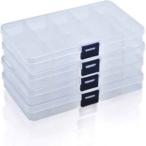 YMYNY boîtes de rangement en plastique avec couvercle, boîtes de rangement avec 15 compartiments réglables et amovibles (1/4)