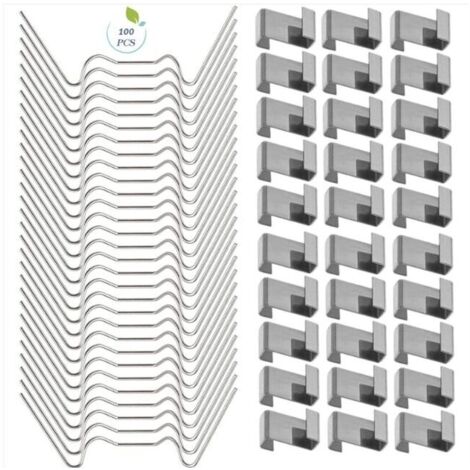 YMYNY 100 PCS Clips de serre pour verre, Clips de fenêtre de serre en acier inoxydable Accessoire pour serre(50 PCS 304 Clips de fil en acier inoxydable W, 50 PCS de chevauchement en acier inoxydable (1/4)