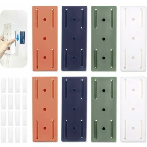 YMYNY Supports de Socle Auto-adhésifs sans Perforation, 8 pièces Fixation de Multiprise Auto-adhésif Fixation Murale sans perçage Support de Prise pour routeur WiFi (1/4)
