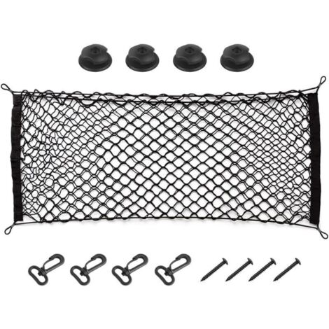 YMYNY Filet de rangement élastique réglable pour coffre de voiture, filet de rangement pour coffre, ajustement universel pour voiture, véhicule, SUV (35,4" x 15,8") (1/4)