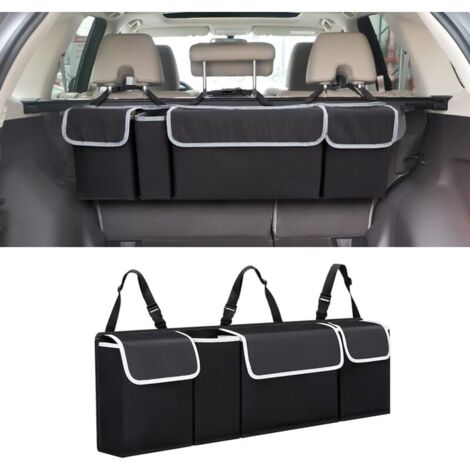 YMYNY Organiseur de coffre de voiture, organiseur de siège arrière suspendu pour SUV, camion, monospace, sac de rangement étanche et pliable avec 4 poches, accessoires d'intérieur de voiture pour homm (1/4)