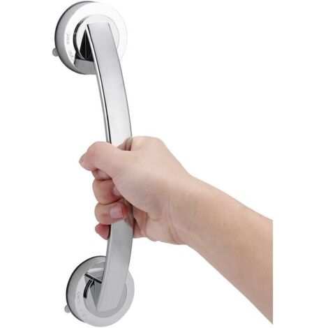 YMYNY Barre d'appui de bain Poignée de salle de bain Poignée de rail Poignée à ventouse Barre d'appui pour douche Barre de sécurité Porte en verre de baignoire Main courante antidérapante (Argent)