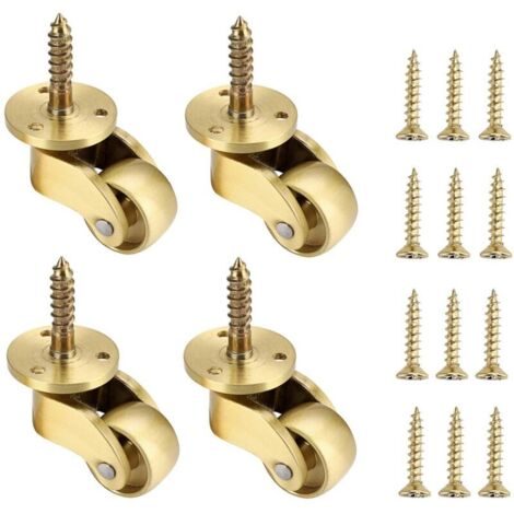 YMYNY 4pcs Roulettes de Meubles universelles en Laiton,roulettes en Laiton Massif,roulettes pivotantes rotatives à 360 degrés,capacité de Charge 75 kg,vis incluses