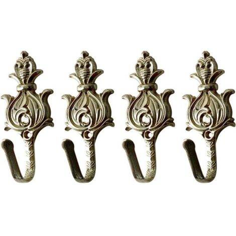 HIKMLK Lot de 2 embrasses de rideaux en forme de feuille faites à la main en laiton bronze antique pour rideaux de fenêtre, décoration d'intérieur (nickel