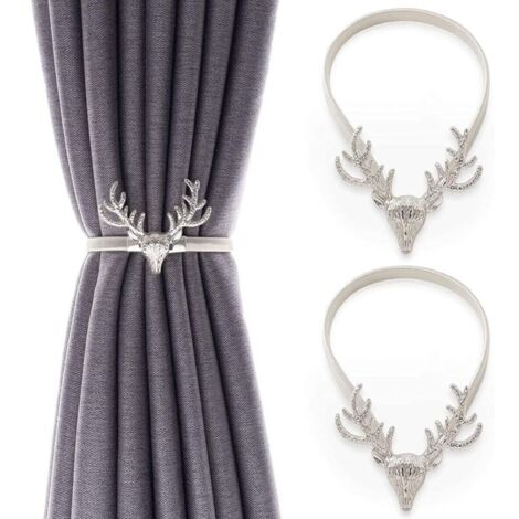 Embrasses de rideaux Ulisem, embrasses de rideaux en métal avec crochets, boucle de rideau, embrasses de rideaux en forme de cerf, embrasses de rideaux de fenêtre modernes, accessoires décoratifs pour (1/4)