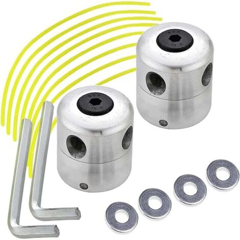 Tête de débroussailleuse en aluminium Ulisem, lot de 2, avec câble en nylon universel pour débroussailleuse et tondeuse à gazon (1/4)
