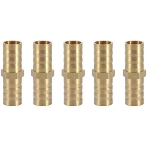 Raccord droit en laiton Ulisem, adaptateur de tuyau bidirectionnel, raccord de tuyau, connecteur de tuyau 10 mm (10 mm, 5 pièces) (1/4)