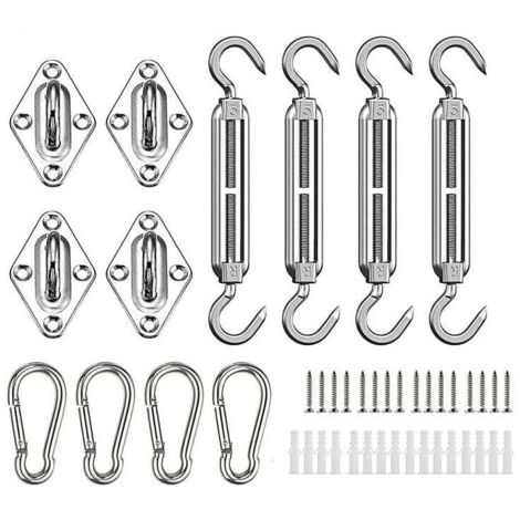 Kit de montage pour voile d'ombrage UlisemSun, kit de montage en acier inoxydable pour voile d'ombrage triangulaire, carré, rectangulaire, accessoires de montage pour voile d'ombrage (1/4)