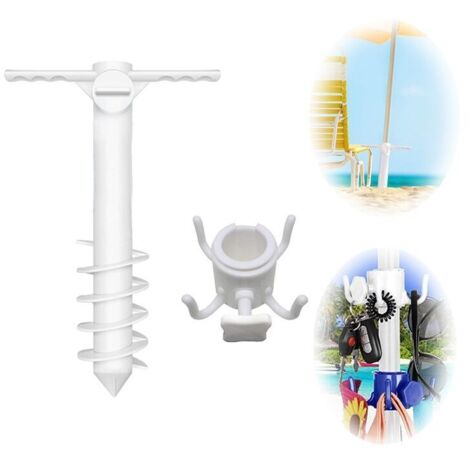 Porte-parapluie Ulisem, support d'ancrage pour parapluie avec crochet de suspension, pour terrasse, pelouse, jardin, compatible avec tous les parapluies de 22 à 36 mm (1/4)
