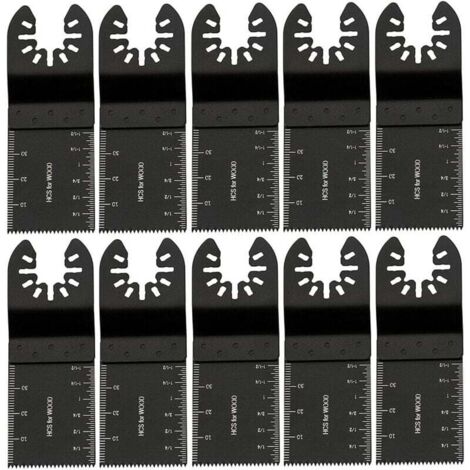 Lames oscillantes multi-usages Ulisem 34 mm, outils multifonctions en acier carbone pour le sciage, la découpe, le grattage, le façonnage, le polissage et l'élimination des joints (10 pièces) (1/4)