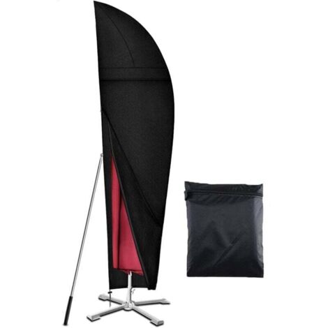Housse de parasol déportée Ulisem de 2,7 m à 3,4 m, tissu Oxford 420D robuste, imperméable, protection UV, avec aérations (265 x 40/70/50 cm) - Noir