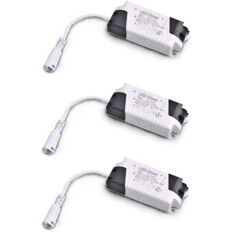 Lot de 3 transformateurs driver Ulisem 18 W-24 W CC, entrée multitension 85-265 V CA 50/60 Hz, sortie 36-72 V CC 240-260 mA. Convient pour le remplacement de downlights et autres luminaires LED. (1/4)