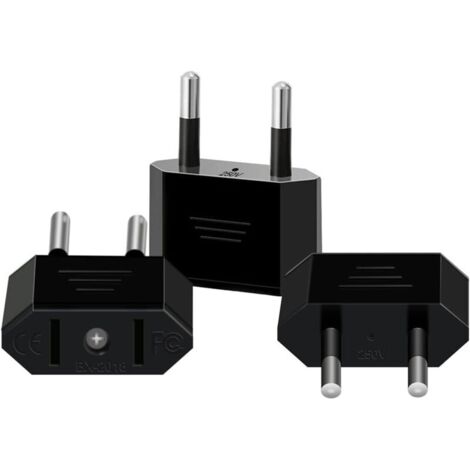 Ulisem【Pack de 3】Adaptateur de prise US vers France, Adaptateur de prise US vers France, Adaptateur de prise US vers prise européenne à 2 broches France, Allemagne, Espagne, Adaptateur US vers France (1/4)
