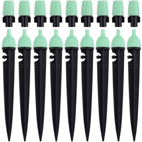 Goutteurs d'irrigation Ulisem avec connecteur, 20 pièces, arroseurs à débit d'eau réglable à 360 degrés, 2 en 1, pour système d'irrigation goutte à goutte (vert) (1/4)