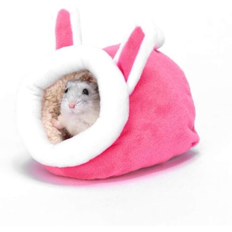 UlisemHamster Hamster Nest Petit nid d'hibernation Nid de lapin en coton Nid de couchage d'hiver chaud en coton pour petits animaux Mini hérisson, Rose (1/4)