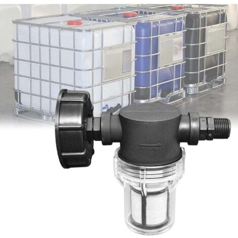 Raccord de robinet pour réservoir Ulisem 1000 L, raccord de tuyau d'arrosage pour récupérateur d'eau de pluie avec fonction filtre, adaptateur pour réservoir d'eau IBC S60x6 (filetage extérieur 1/2'') (1/4)