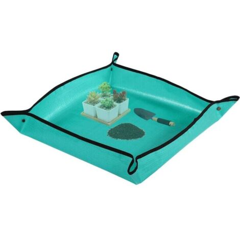 Tapis de plantation UlisemPlant, tapis de jardinage pliable et imperméable en polyéthylène pour semis et plantes succulentes d'intérieur (68 x 68 cm, vert) (1/4)