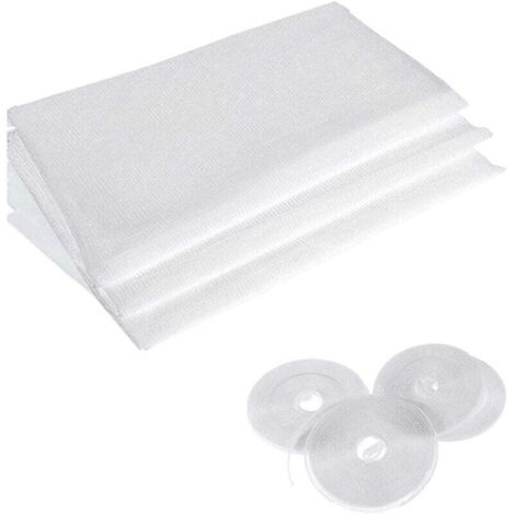Lot de 4 moustiquaires Ulisem avec 4 rouleaux de ruban adhésif pour fenêtre, 1,3 x 1,5 m, blanc (1/4)