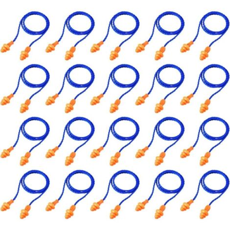 Bouchons d'oreilles filaires Ulisem, 20 paires, réutilisables, en silicone, antibruit, pour dormir, protection auditive, bleu (1/4)