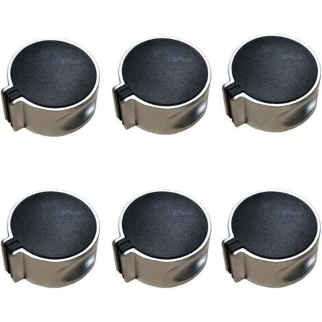 Ulisem Lot de 6 boutons de cuisinière à gaz, noir, avec interrupteur à 45°, en alliage, universel, pour la maison et la cuisine, 8 mm (1/4)