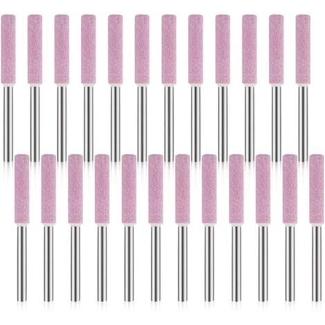 Ulisem Lot de 24 pierres à aiguiser pour tronçonneuse, affûteuse, outil de polissage et de meulage, 3 x 4,8 mm (1/4)