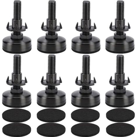 UlisemM10 Lot de 8 pieds de meuble réglables, vis de réglage, pieds réglables avec écrou d'insertion pour pieds de meubles en bois (1/4)