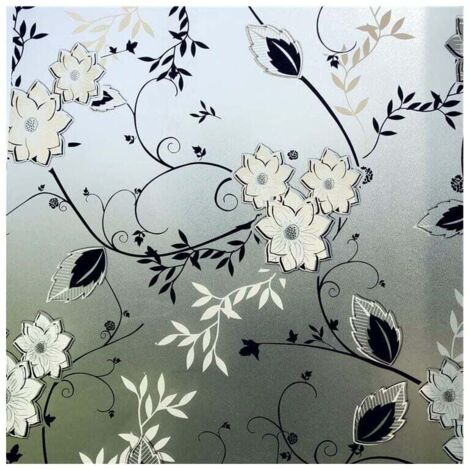 Film électrostatique anti-peek pour fenêtre Ulisem, motif floral, 44,5 x 200 cm (1/4)