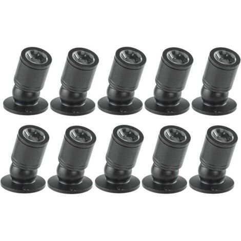 Lot de 10 mini spots LED Ulisem, 1 W, encastrables, avec driver, 100-265 V CA, pour maison, cave, boîte à bijoux, salon, armoire [Classe énergétique A+] (noir, lumière chaude)