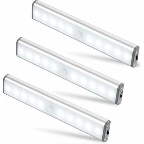 Lampe LED portable sans fil à coller partout, veilleuse à 10 LED activée par détecteur de mouvement, batterie rechargeable intégrée, éclairage magnétique pour placard et armoire (1/4)