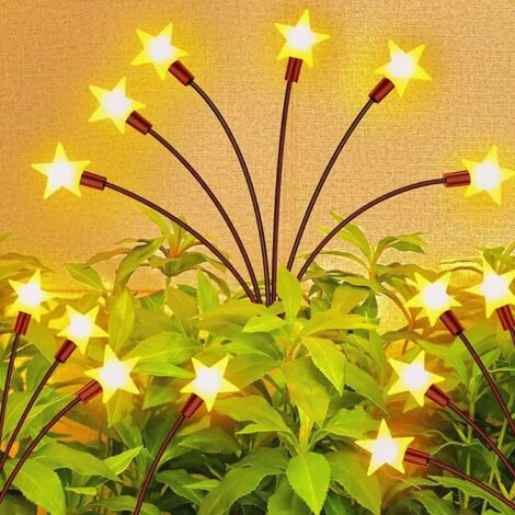 Solar Firefly Lights, lumière extérieure avec énergie solaire 4 pcsétanche avec batterie 600 mAh (étoile) pour Pathway Yard Patio (1/4)