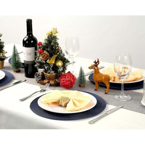 Table Ronde Set De 6 Napperons Ronds Lavables Helena - Diamètre 38 Cm, Plastique, Bleu - Protection De Table Pour Salle à Manger Table Ronde Set De 6 Napperons Ronds Lavables Helena - Diamètre 38 Cm, Plastique, Bleu - Protection De Table Pour Salle à Manger