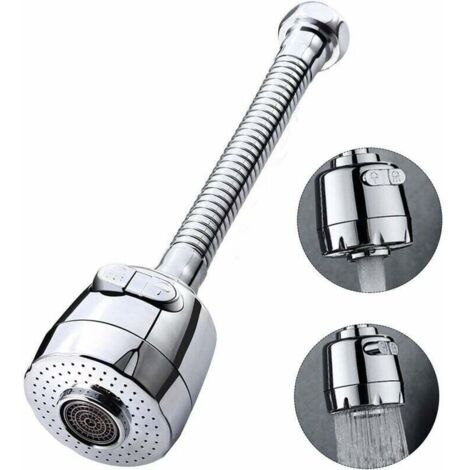 Robinet rotatif à 360 degrés, aérateur, robinet de cuisine, 2 modes, pomme de douche réglable, convient à la cuisine et à la salle de bain (1/4)