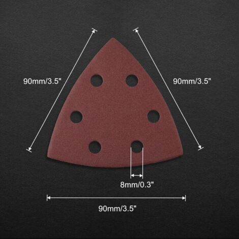 50 Triangles De Ponçage Grain 80 - 93x93x93 Mm 6 Trous Pour Ponceuses Delta