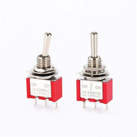 Lot de 5 mini interrupteurs momentanés à bascule (ON)-Off-(ON) , 3 broches, 6 A 250 V (1/3)