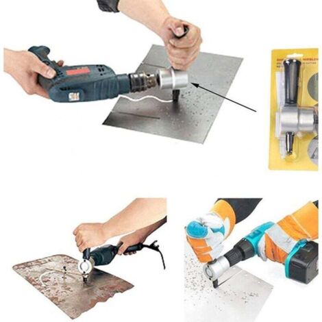 Kit Coupe Tôle Double Tête Grignoteuse Pour Perceuse - Outil Découpe Métal Courbe Et Droite - Accessoire Perceuse Électrique