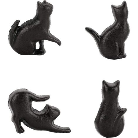 Lot de 4 boutons de tiroir en fer en forme de chat pour armoire, cuisine, armoire, placard, décoration de la maison (1/4)