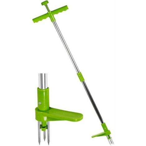 Extracteur de Mauvaises Herbes, Tenir Debout Désherbeur Manuel Extracteur de Mauvaises Herbes Outil à Main en Acier Inoxydable avec Haute Résistance 3 Griffes (1/4)