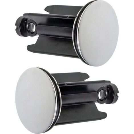Bouchon de lavabo de salle de bain universel, lot de 2, bouchon de canalisation chromé, en laiton, avec joint en caoutchouc, bouchon réglable en hauteur, drain de baignoire en acier inox (1/4)