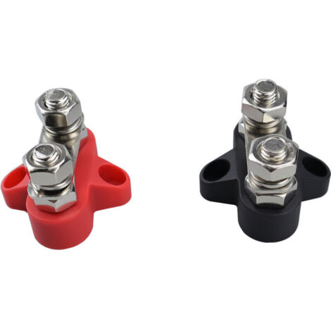 Bloc De Bornes Barre De Bus M8 - 2 Pièces | Connecteur Boulonné Pour Batterie Auto, Camion, Bateau | Bloc à Double Entrée Pour Câblage Sécurisé