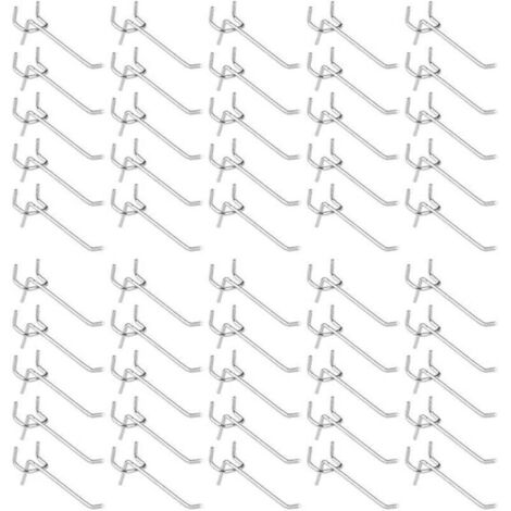 50 Pièces Crochets pour Panneau Perforé,Crochets pour étagères Murales pour Affichage Panneau Perforé Garage Magasin Outils Rangement Cintre Crochets pour étagères Murales (1/4)