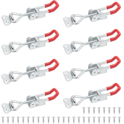 8Pcs Loquet à Bascule Métal GH-4001 Loquet de Serrage Fermeture Capot Fermeture a Levier Capacité de Rétention 100kg 220lbs Menuisier Sauterelles Bascule Pince Réglable pour Armoire Port (1/4)