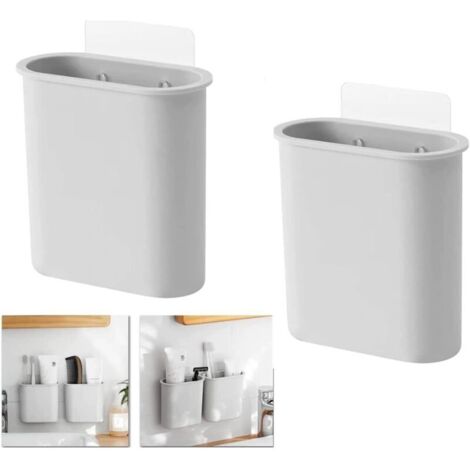 2 Porte - Brosse à Dents, Style Minimaliste Support de Rangement Mural Polyvalent, boîte de Rangement de Salle de Bain pour Brosse à Dents, Rasoir, Dentifrice, Peigne (1/4)